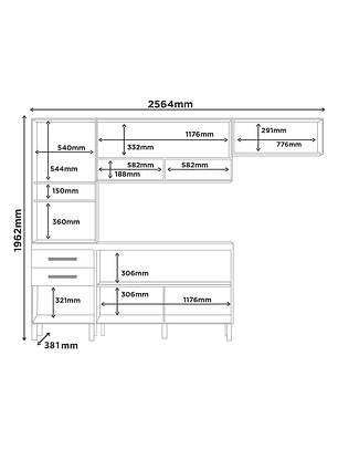 Kit Mueble de Cocina Mery Ann Marrocos / Off White   196,2 x 256,4  x 38.1
