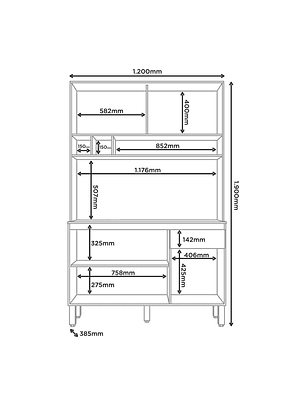 Kit Mueble de Cocina Rouse Cinamomo/ Off White 190 x 120 x 120
