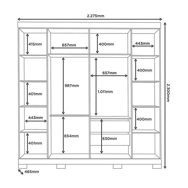 Closet 6 puertas con espejo Rivoli Marrocos / Off White 9