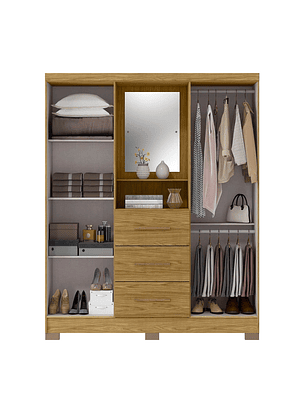 Closet 4 puertas 3 cajones Versalles 190x46,5x 152,4 Marroco / off white