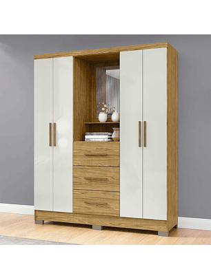 Closet 4 puertas 3 cajones Versalles 190x46,5x 152,4 Marroco / off white