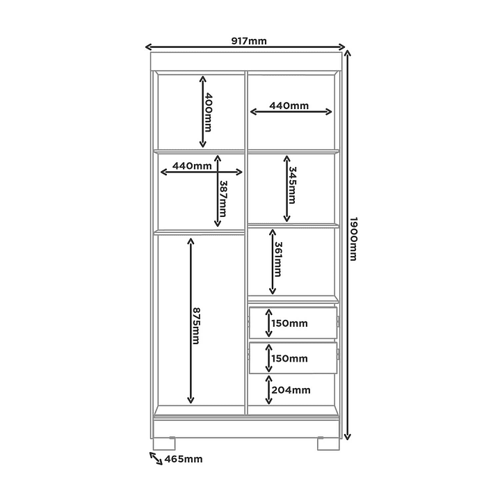 Closet 2 puertas corredera Lumière 10