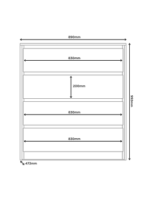 Cómoda Noëlle 4 cajones Marrocos / Off white  99,2 x 89 x 47,3    