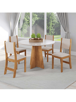 Juego de Comedor Redondo 4 sillas Imperio Beige