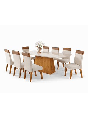 Juego de Comedor 8 sillas Terranova Beige 79,5 x 90 x 200 cm