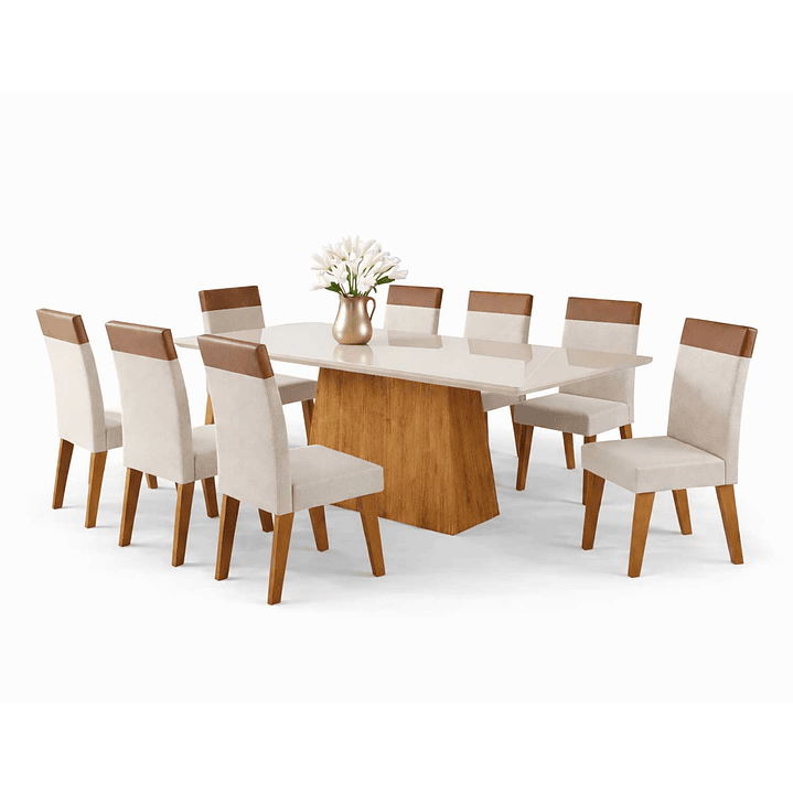 Juego de Comedor 8 sillas Terranova Beige 79,5 x 90 x 200 cm 2