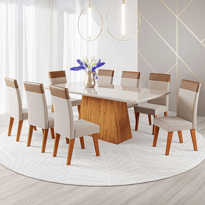 Juego de Comedor 8 sillas Terranova Beige 79,5 x 90 x 200 cm 1