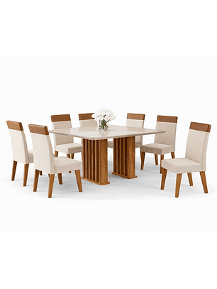 Juego de Comedor 6 sillas Real Beige 82 cm x 90 cm x 160 cm