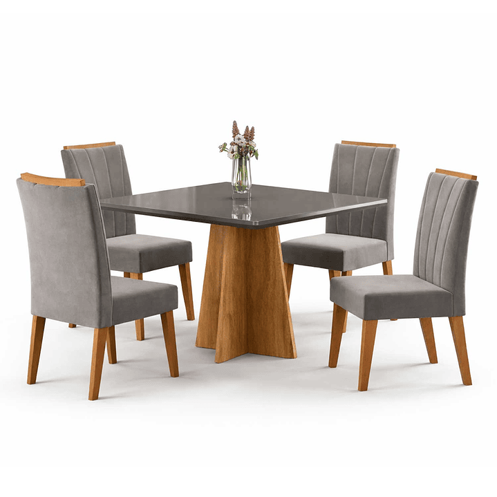 Juego de comedor 4 sillas Hera Gris  77,6 x 90 x 90 cm 2