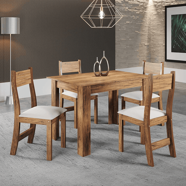 Juego de comedor 4 sillas Destiny Beige 75,1 x 75 x 110 cm 1