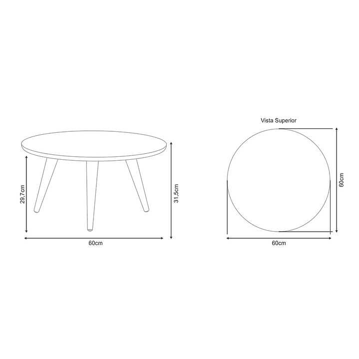 Mesa de centro Alba Pretto 60x60x32 5