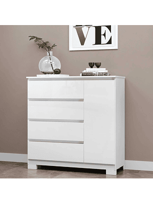 Cómoda 4 cajones 1 puerta Alessia Blanca