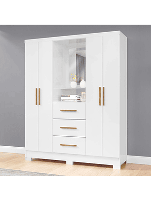 Closet 4 puertas 3 cajones Versalles 190x46,5x 152,4 Blanco nieve