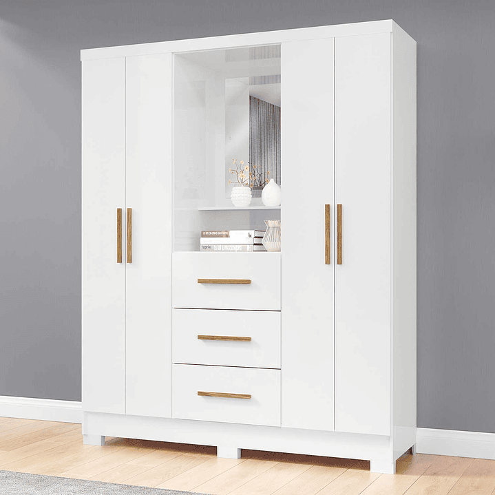 Closet 4 puertas 3 cajones Versalles 190x46,5x 152,4 Blanco nieve 1