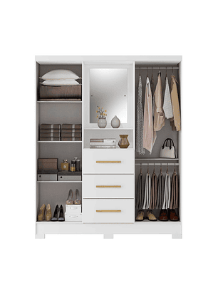 Closet 4 puertas 3 cajones Versalles 190x46,5x 152,4 Blanco nieve