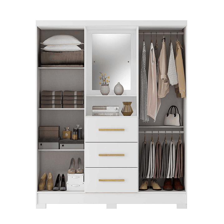 Closet 4 puertas 3 cajones Versalles 190x46,5x 152,4 Blanco nieve 2
