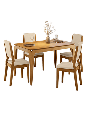 Juego de Comedor 4 sillas Arezzo 1.20 Beige
