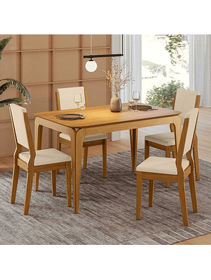 Juego de Comedor 4 sillas Arezzo 1.20 Beige