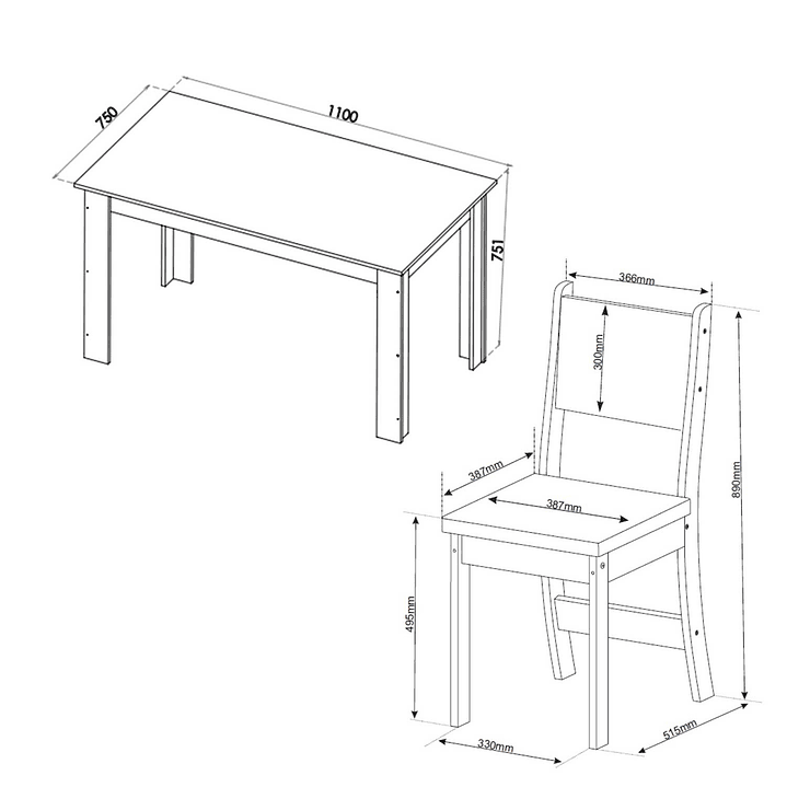 Juego de comedor 4 sillas Promesa Café 5