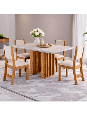 Juego de comedor 4 sillas Héritage Beige