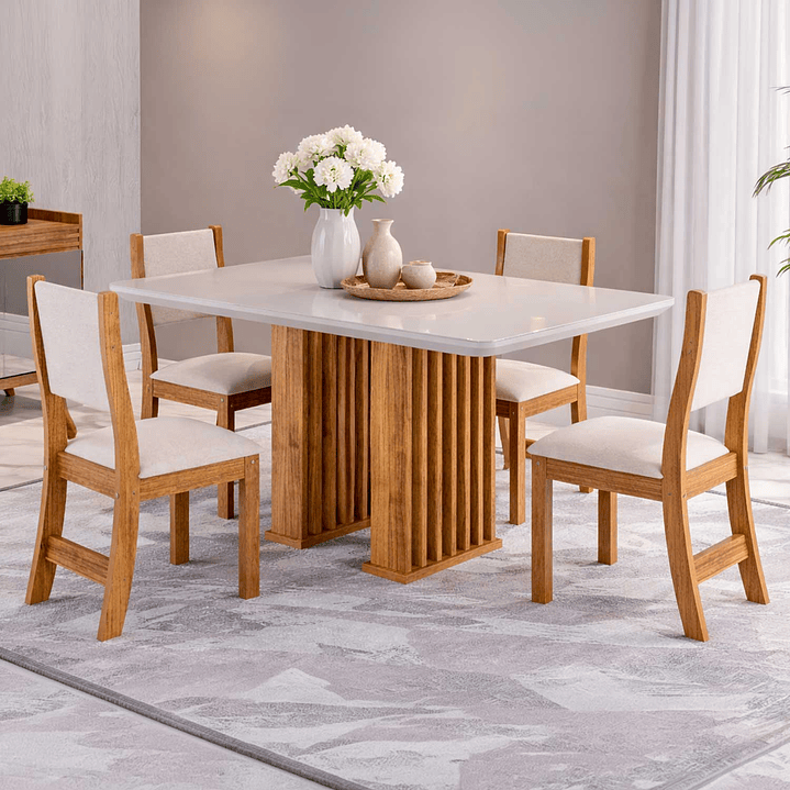 Juego de comedor 4 sillas Héritage Beige 1