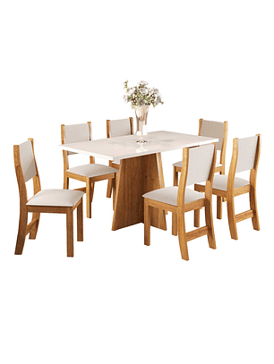 Juego de Comedor 6 sillas Firenze Beige 78,1 x 77 x 136 cm