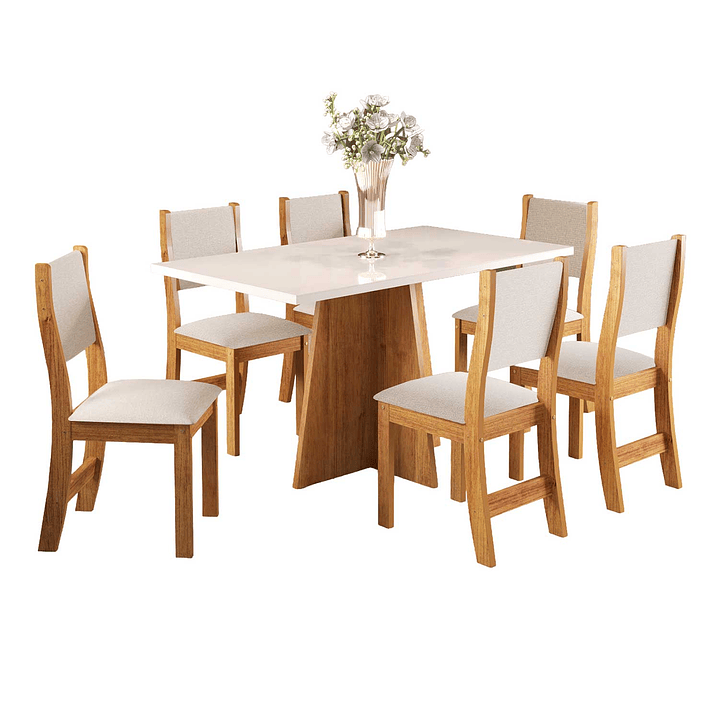 Juego de Comedor 6 sillas Firenze Beige 78,1 x 77 x 136 cm 2