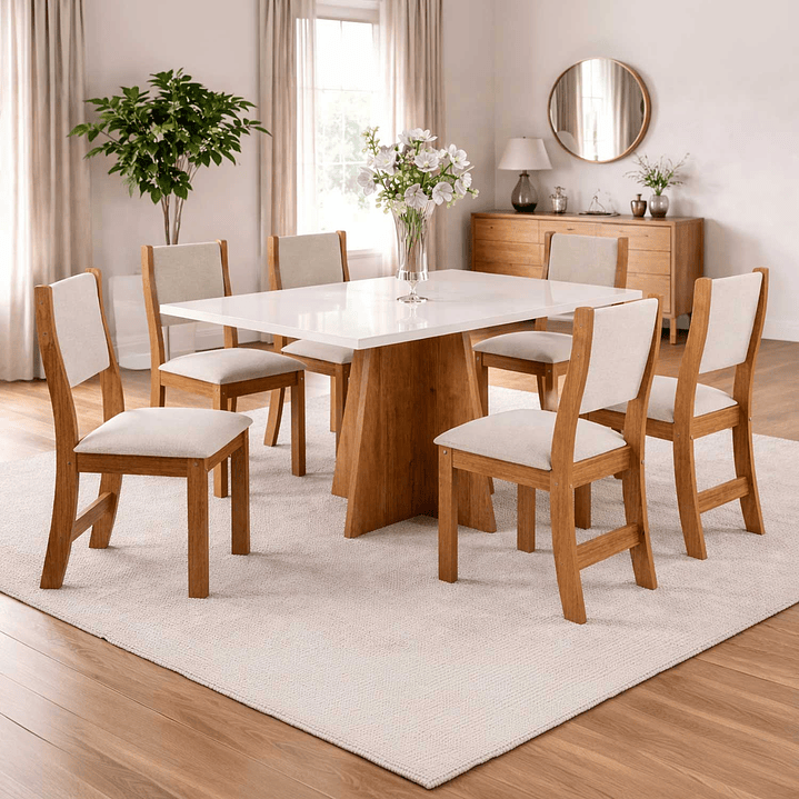 Juego de Comedor 6 sillas Firenze Beige 78,1 x 77 x 136 cm 1