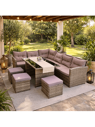 Juego Comedor Terraza Antonia Caramelo 9 Personas