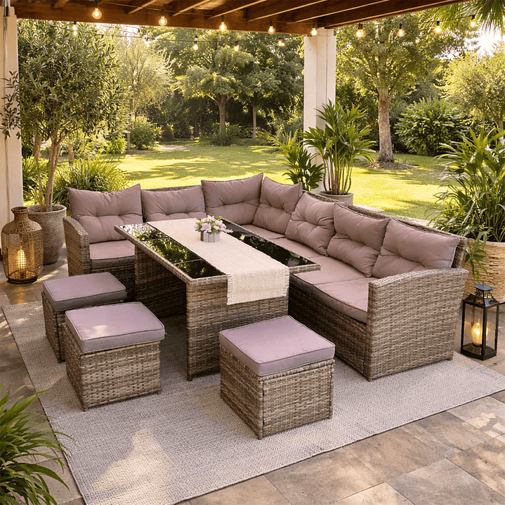 Juego Comedor Terraza Antonia Caramelo 9 Personas 1