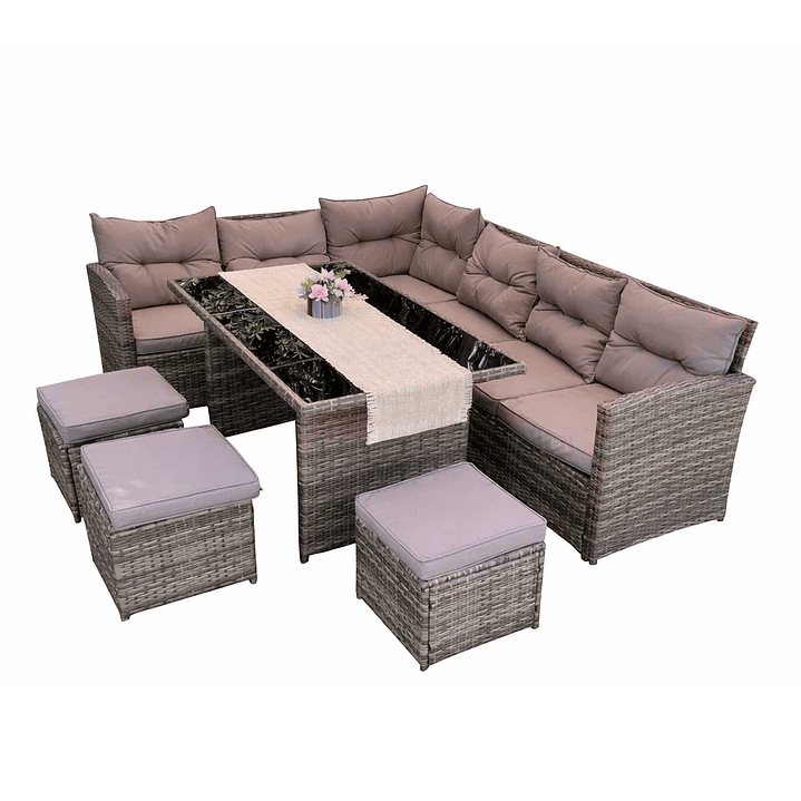 Juego Comedor Terraza Antonia Caramelo 9 Personas 3