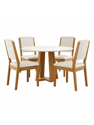 Juego de comedor 4 sillas Style Vidrio 1.0 Beige