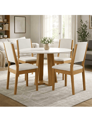 Juego de comedor 4 sillas Style Vidrio 1.0 Beige