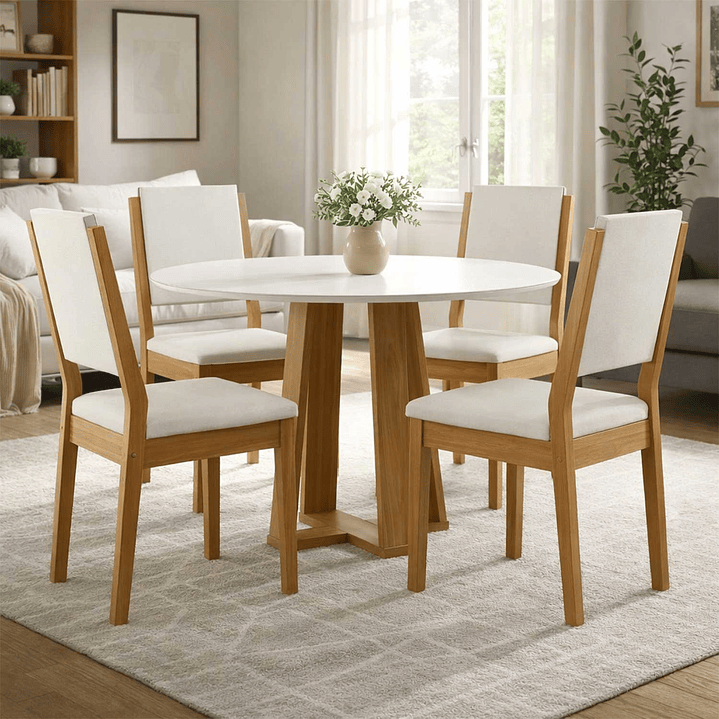 Juego de comedor 4 sillas Style Vidrio 1.0 Beige 1
