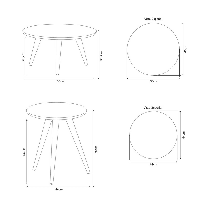 Set Mesa de Centro + Mesa Lateral Alba Pretto 4