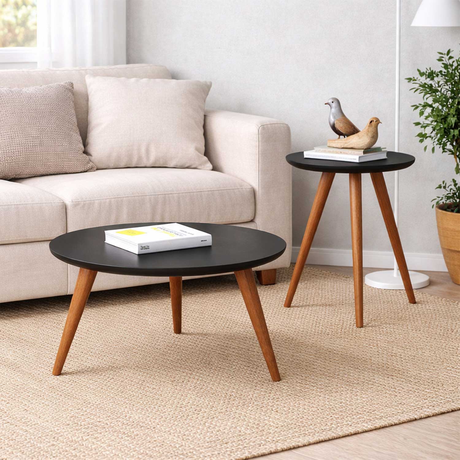 Set Mesa de Centro + Mesa Lateral Alba Pretto