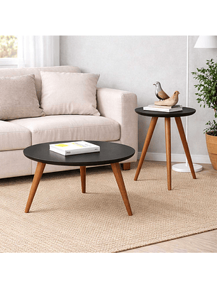 Set Mesa de Centro + Mesa Lateral Alba Pretto