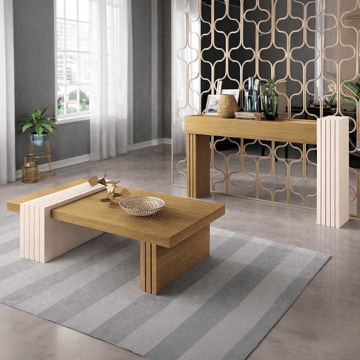 Set mesa Praga + Arrimo Trento freijo Off white 1