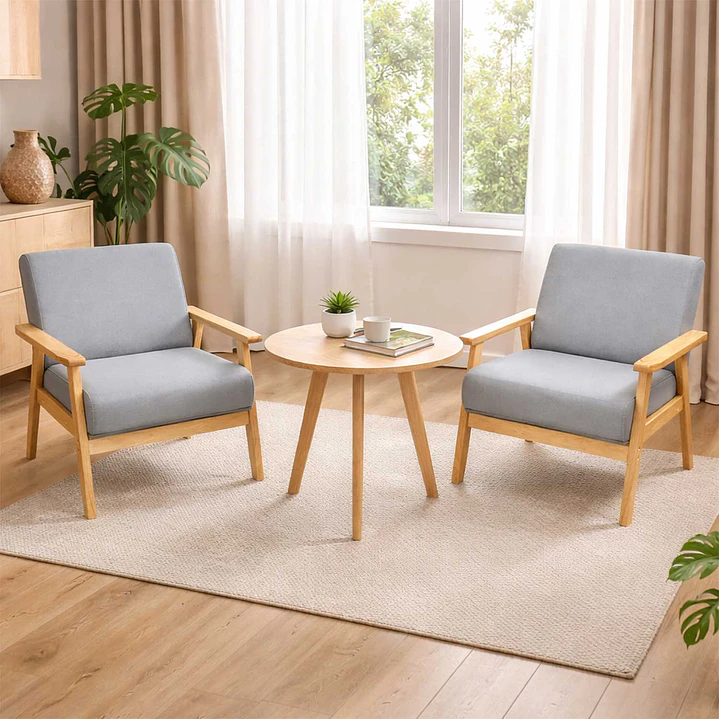 Set Poltronas + Mesa Nature Gris 2 Personas 1