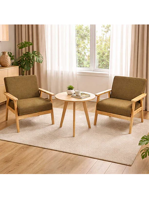 Set Poltronas + Mesa Nature Café 2 Personas