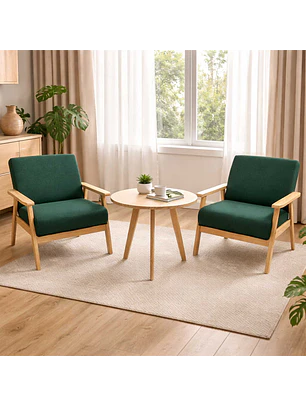 Set Poltronas + Mesa Nature Verde Esmeralda 2 Personas