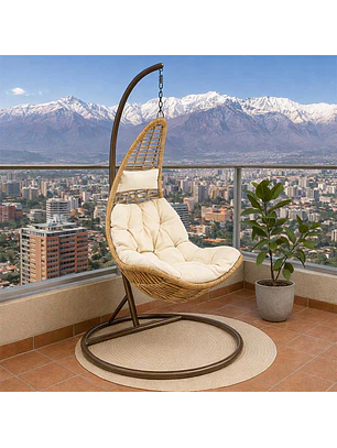 Silla Colgante Terra Caramelo Cojín Marfil