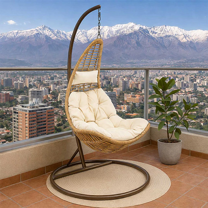 Silla Colgante Terra Caramelo Cojín Marfil 2