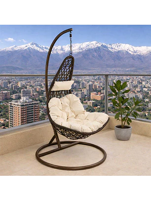 Silla Colgante Venecia Chocolate Cojín Marfil