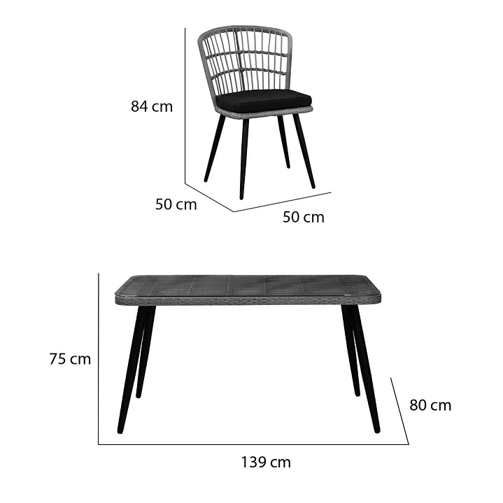 Juego De Comedor Terraza Santa Bárbara Caramelo 139x80 cm 4 Sillas Cojín Marfil  8