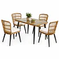 Juego De Comedor Terraza Santa Bárbara Caramelo 139x80 cm 4 Sillas Cojín Marfil  - Miniatura 2
