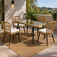 Juego De Comedor Terraza Santa Bárbara Caramelo 139x80 cm 4 Sillas Cojín Marfil  - Miniatura 1