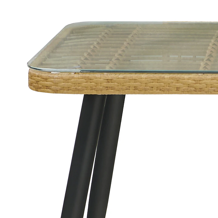 Juego De Comedor Terraza Santa Bárbara Caramelo 139x80 cm 4 Sillas Cojín Marfil  4