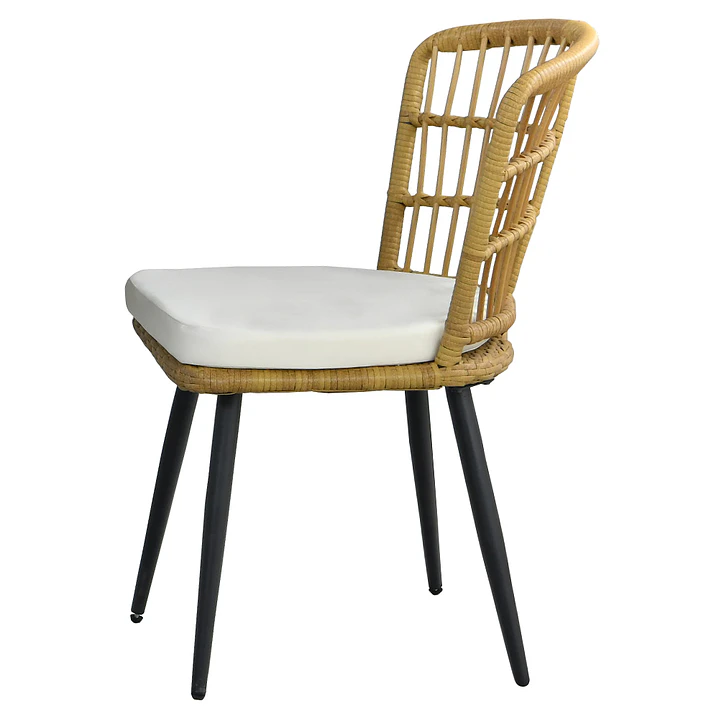 Juego De Comedor Terraza Londres Caramelo 160x90 cm 6 Sillas Cojín Marfil  6