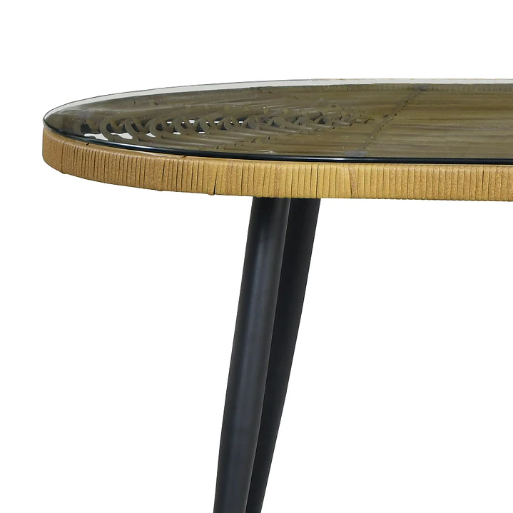 Juego De Comedor Terraza Londres Caramelo 160x90 cm 6 Sillas Cojín Marfil  4